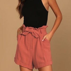 Lulus Daily Adventure Rusty Rose Paperbag Waist Shorts